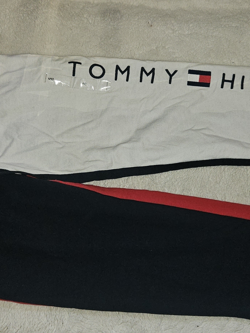Tommy Hilfiger White, Black & Red Stripe Sweatshirt